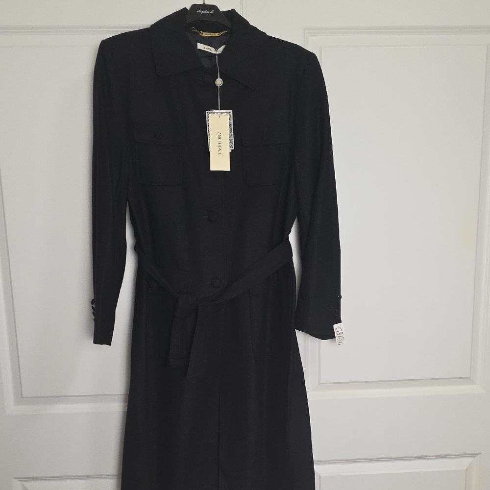 Angelica Elegant Black Lightweight TRENCH COAT/Dress - Picture 1 of 7